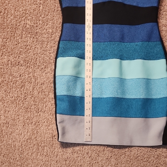 VENUS Blue Asymmetrical Bodycon Dress Cocktail - Picture 2 of 5